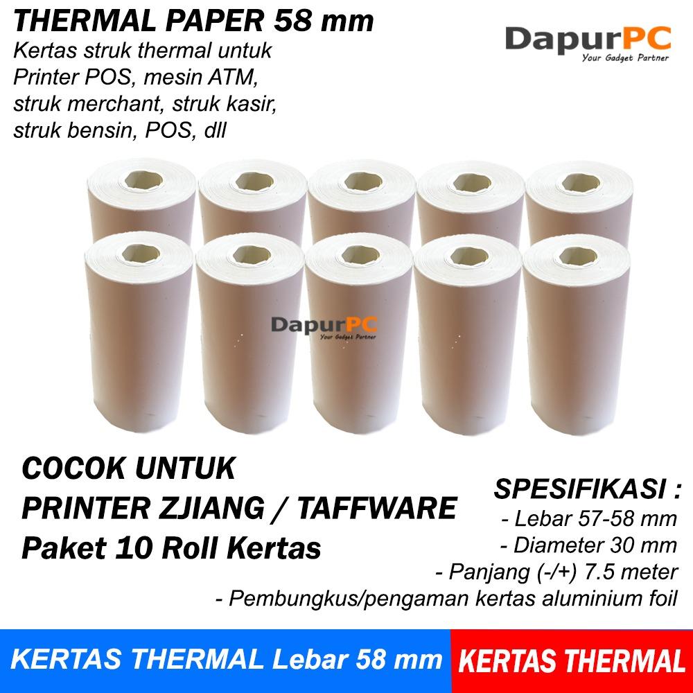 Kertas Struk 10 Roll Thermal Paper 58 X 30 Mm Untuk ATM Printer Zjiang