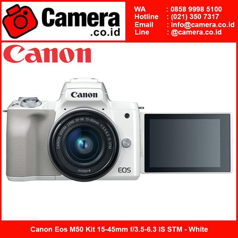 Canon EOS M50 Kit 15-45mm IS STM - White Kamera Mirrorless