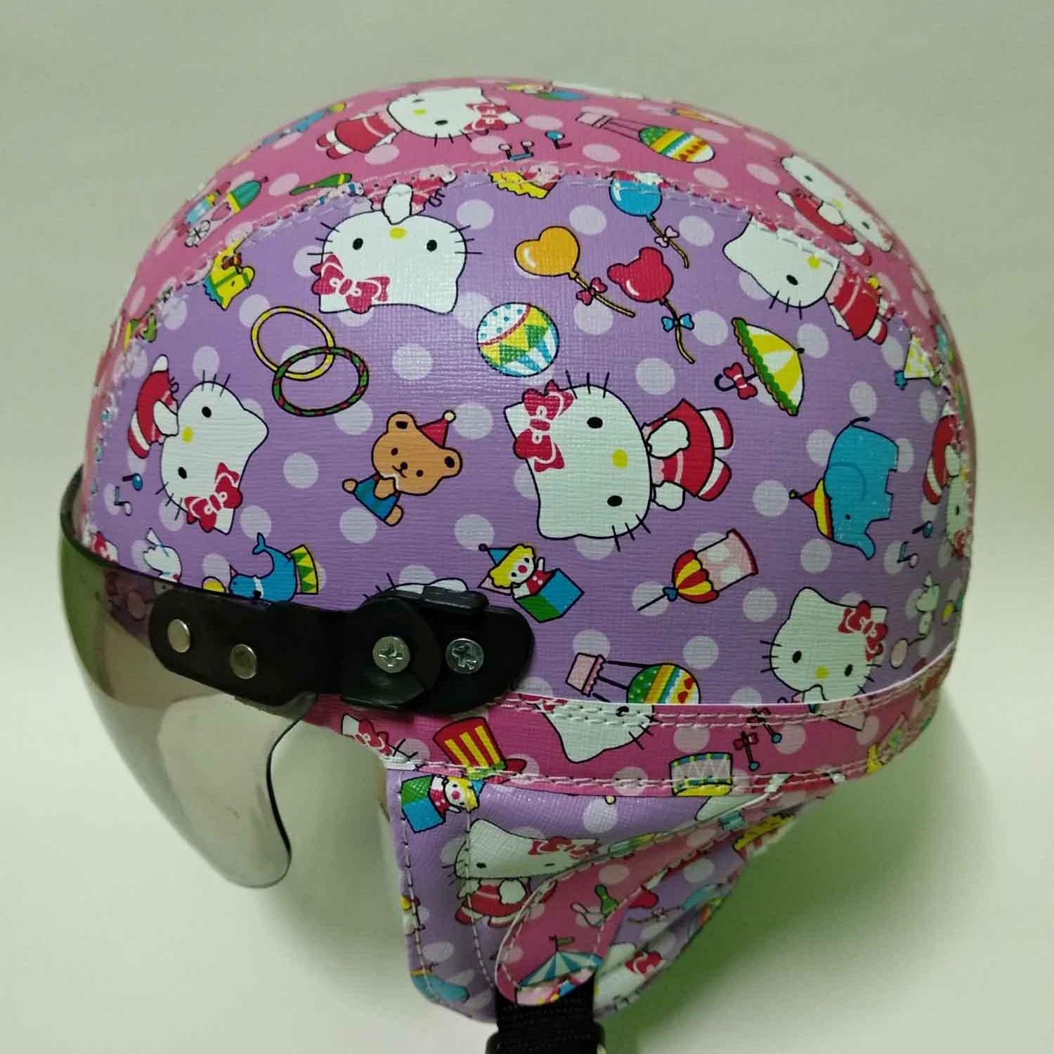 helm anak anak retro lucu motif hello kitty kecil batik usia 1-5 tahun