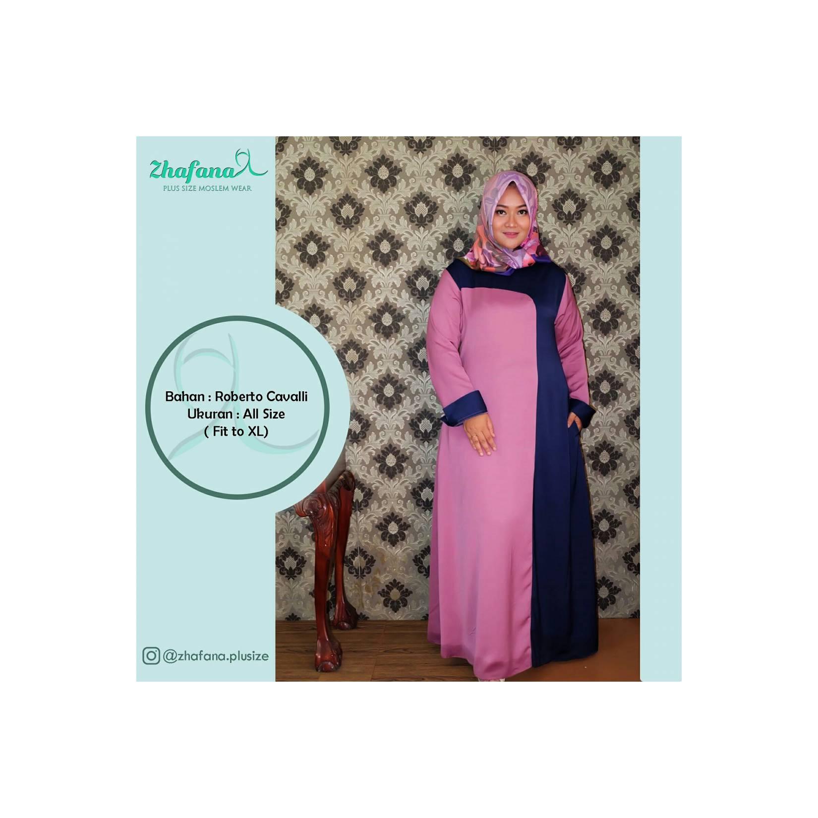 Gamis Kombinasi Pinky Blue BIG SIZE
