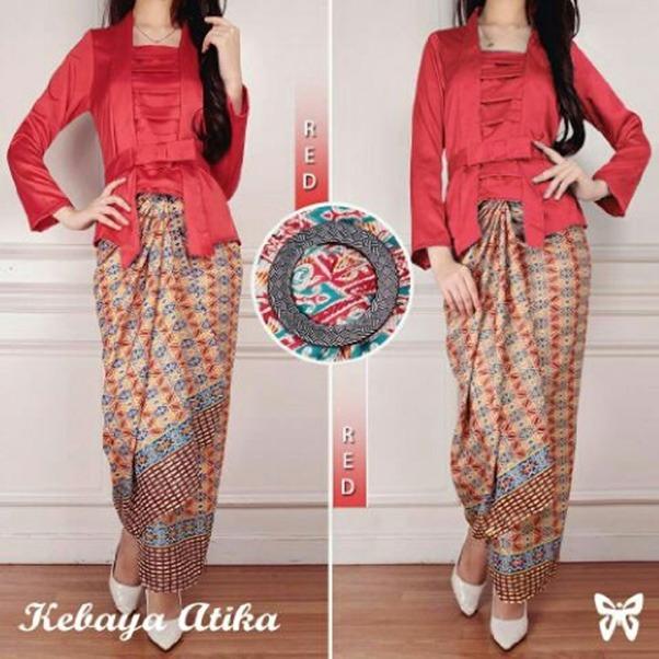J&C Setelan Kebaya Atika / Atasan Saten / Rok Batik / Setelan Kebaya 2 in 1 / Baju Pesta / Kebaya Muslim / Rok Panjang Batik / Rok Batik / Kebaya Kutu Baru