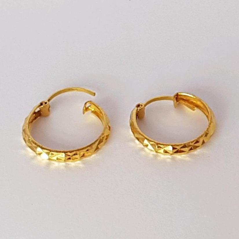 Anting Emas Asli Kadar 875 Gipsy Cristal / Anting Wanita / Earring / Anting Gypsi / Gold Earring