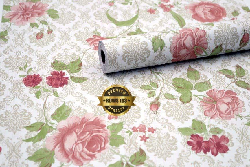 Wallpaper Sticker Dinding Batik Bunga Mawar 10m x 45cm