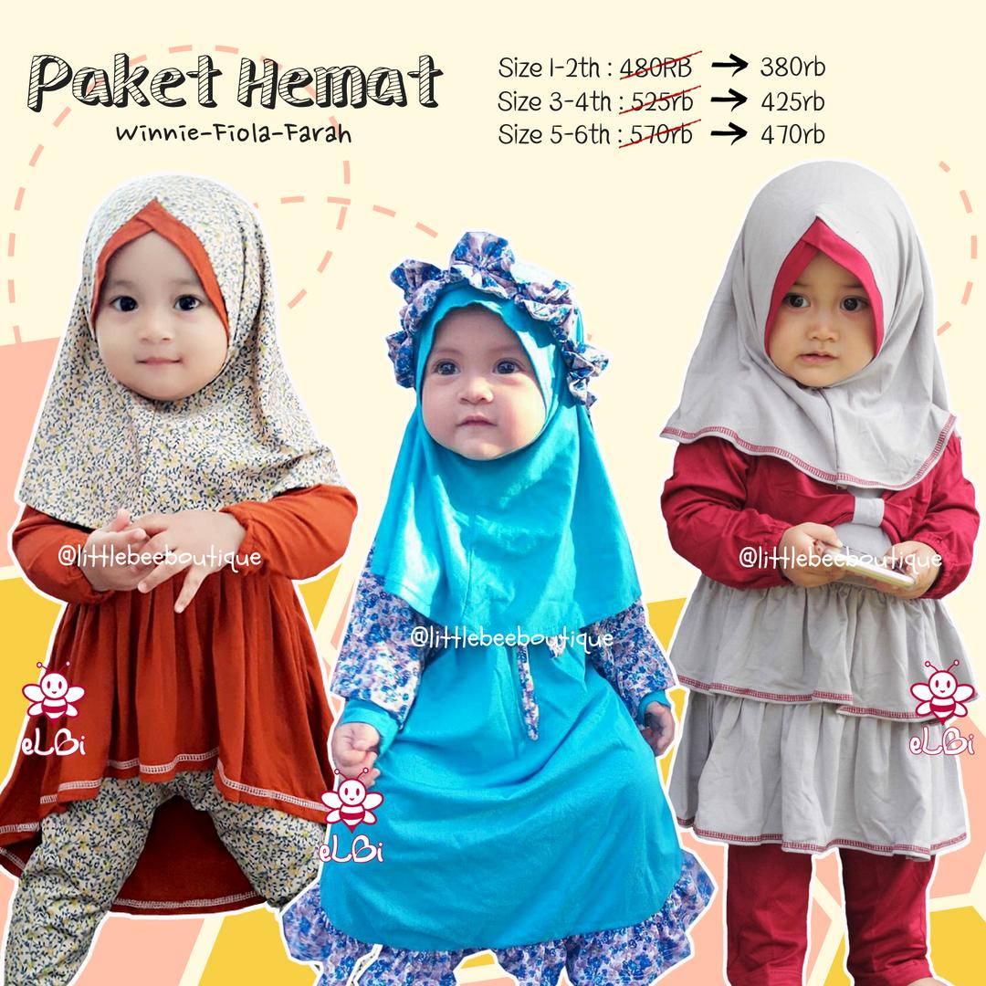 Paket Sample Baju Muslim Anak Elbi - 3pcs baju