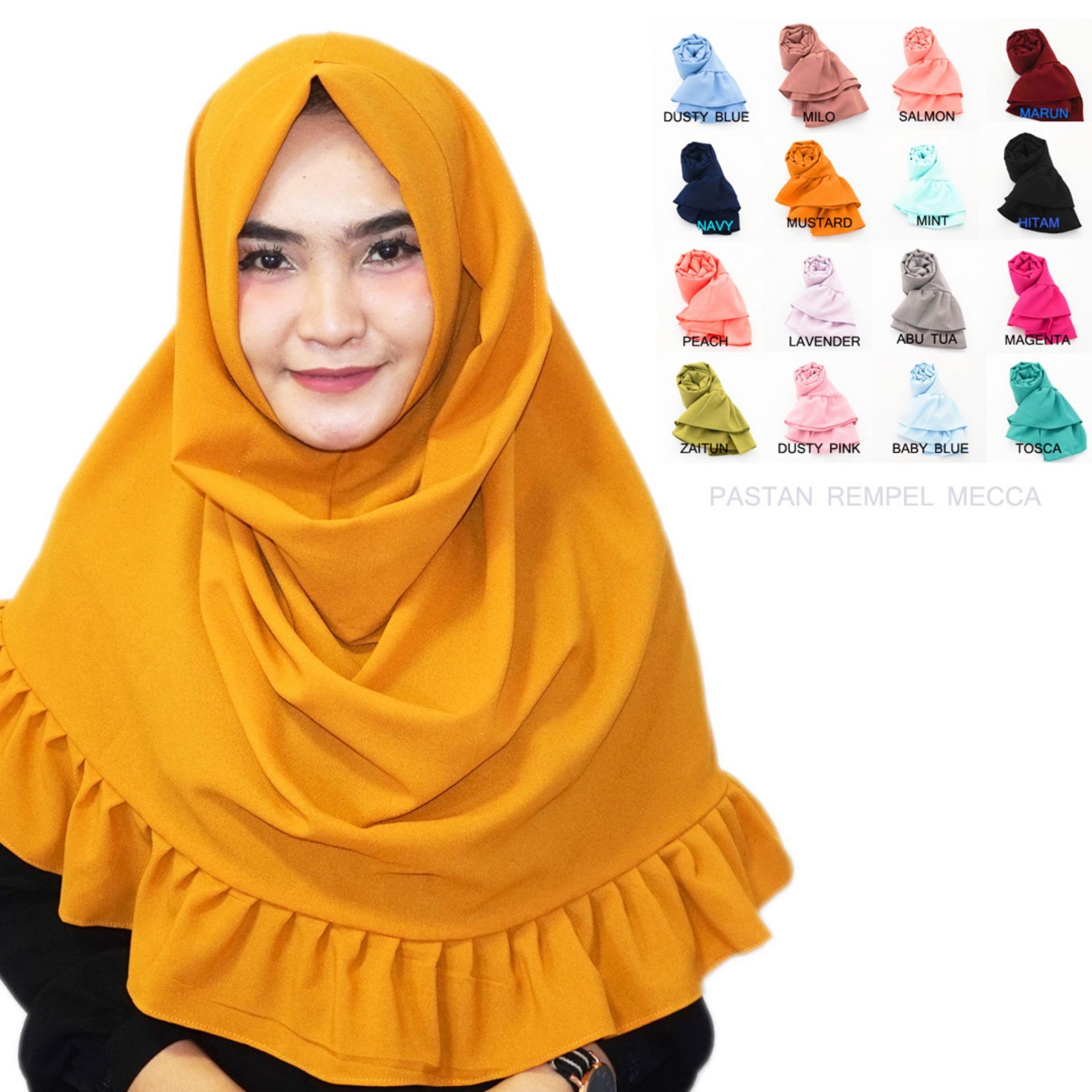 Pashmina Instan Rempel - Hijab Instan Rempel Mecca - Jilbab Kerudung Instan Berkualitas