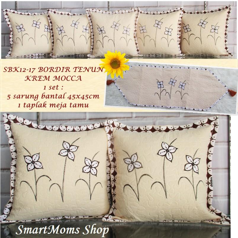 Sarung Bantal Sofa Minimalis Tenun Batik BORDIR JOGJA KUALITAS BAGUS HARGA MURAH Variasi MERAH