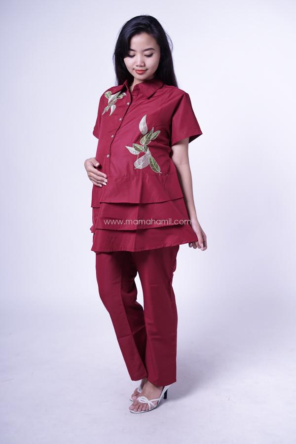 Setelan Hamil Menyusui Layer Daun / Baju JUMBO / BIG SIZE / Atasan Hamil / Kemeja Hamil / Kemeja / Baju Murah / Celana Hamil / Ibu Hamil Menyusui / Baju Hamil Kantor