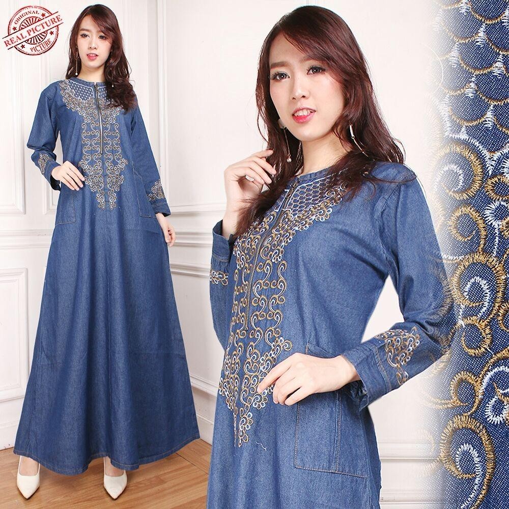 Miracle Dress Maxi Nayla Gamis Jeans Longdress Wanita