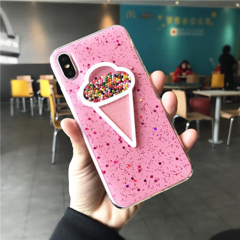 Gaya Korea Casing HP Es Krim Apple Casing Pelindung 7 Plus Karakter iPhone