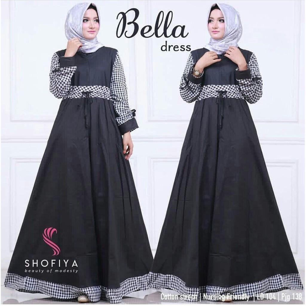 Bella dress / gamis Bella / Fashion dress remaja muslim (marun)