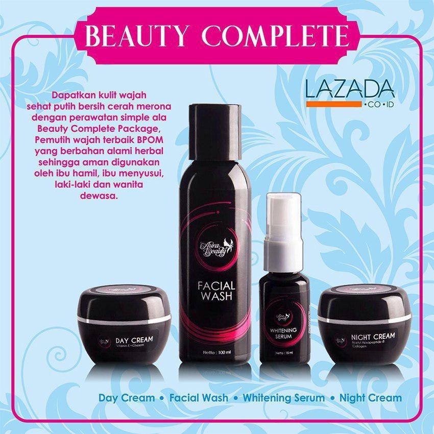 AURA BEAUTY Paket Cream Beauty Complete - Krim Pemutih dan Pencerah - Wajah Secara Alami TERBUKTI  Aman dan NO MERCURY