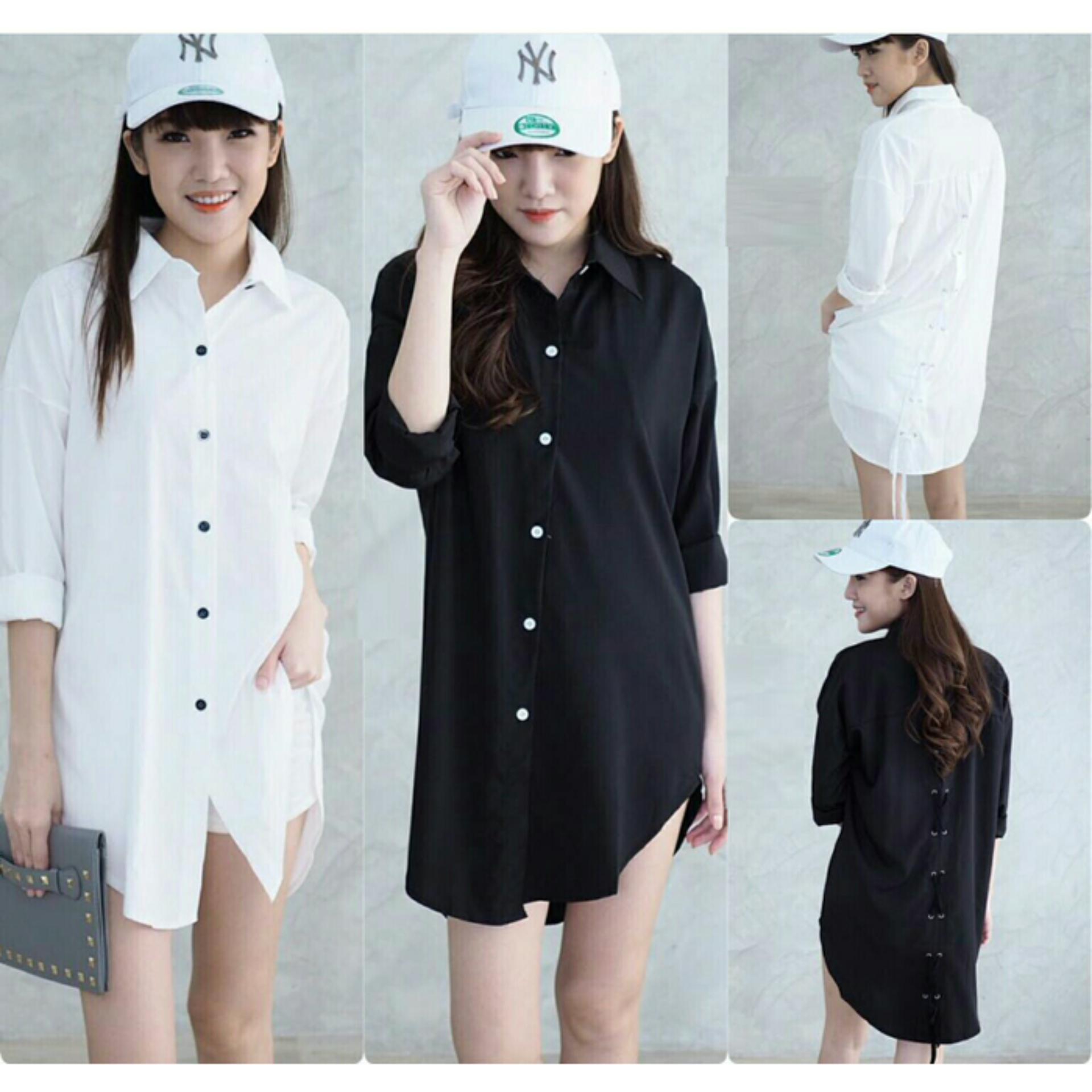 GA Fashion Dress Wanita Tunik Tali Putih Setelan Wanita /Jum panda / Jamsuit Wanita / Celana Panjang / Celana Kodok / Baju Kodok / Dress Muslim / Gamis Wanita / Baju Muslim/ Hijab Muslim / Fashion Muslim/ Gamis Modern/ Kemeja Muslim / Atasan Wanita