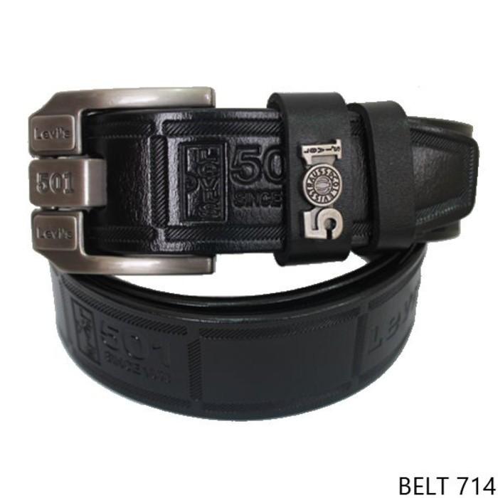IKAT PINGGANG PRIA UNIK SEMI KULIT HITAM BELT 714 - Ijufoie