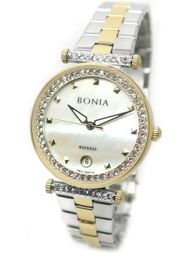 Bonia - Jam Tangan Wanita - Silver Komb Gold-Putih - Stainless Steel - BNR114-2157S