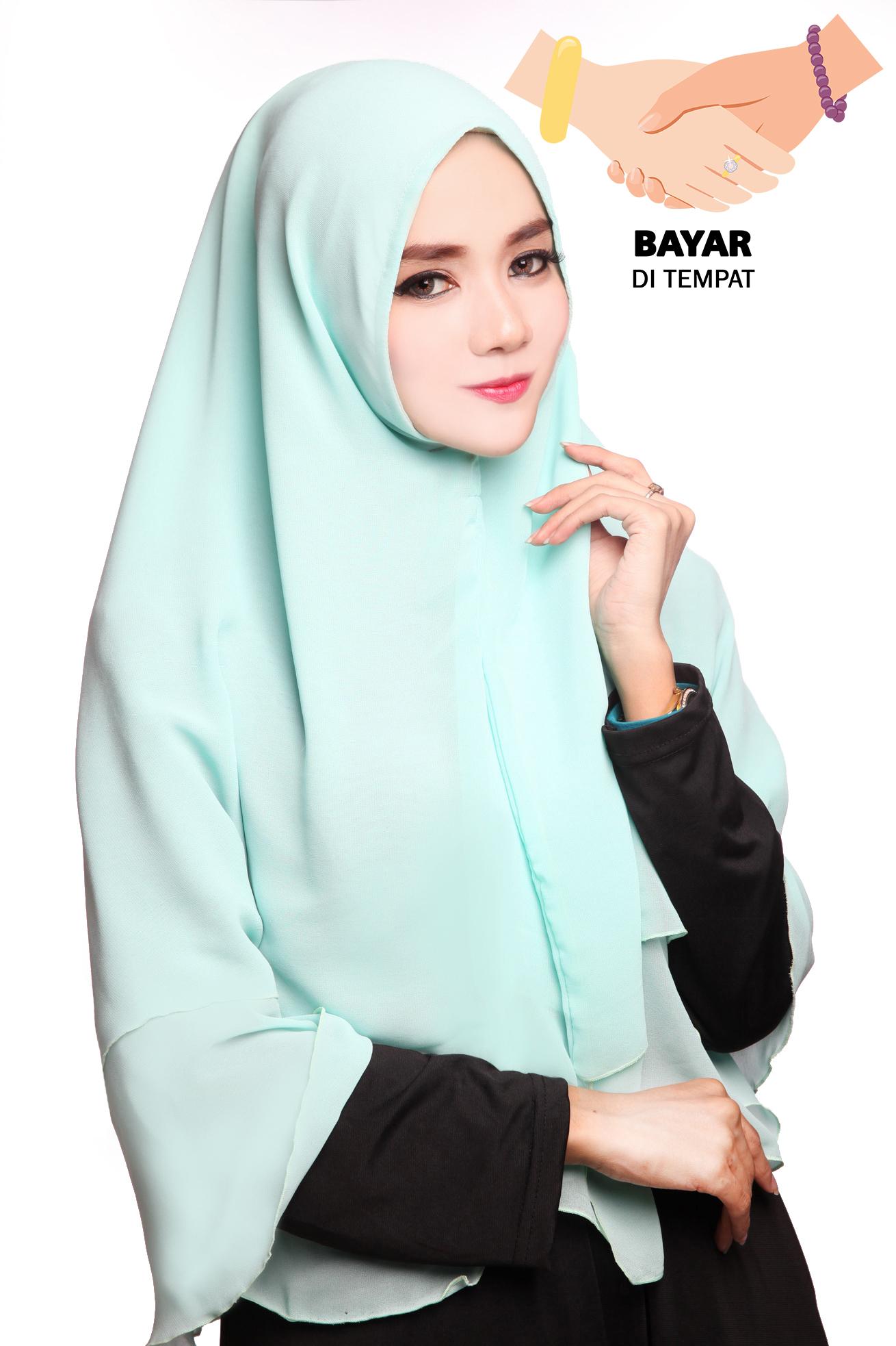 Kerudung Hijab Jilbab Instan Syari Khimar Zalwa - Green Mint