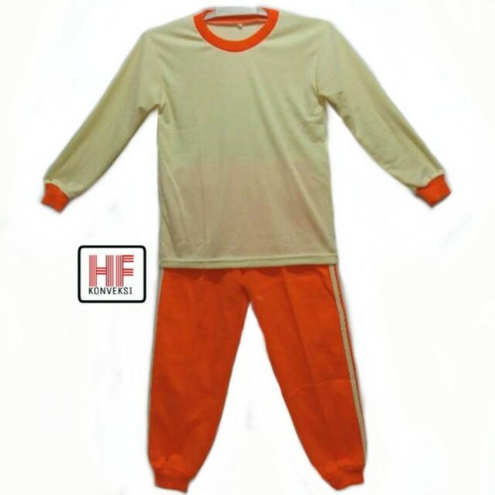 BEST SELLER!!! baju olahraga tk/Seragam OlahRaga Tk Panjang Krem Oren Polos Murah - 6ipf7m