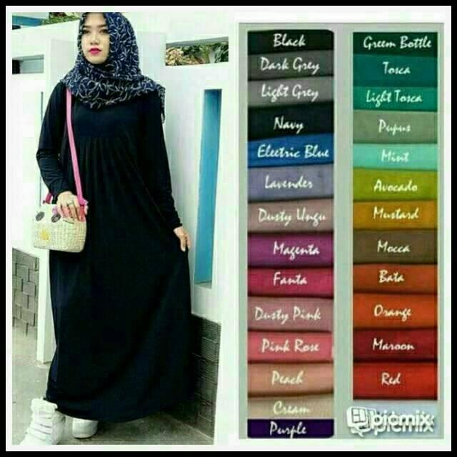 gamis SYARI polos murah L resleting jepang busui jersy jersi NO Jumbo misbee wolfis jersey balotelli (Hitam)
