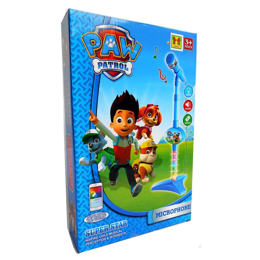 Microphone Anak Paw Patrol Single Hadiah Kado Mainan Nyanyi with Stand 3 Tahun Ke Atas Mic Mikrofon Music and Light Singing Sing a Song Karoke Karaoke Elektronik Bisa Disambung Ke Handphone Superstar Inspire Child Musical - Blue