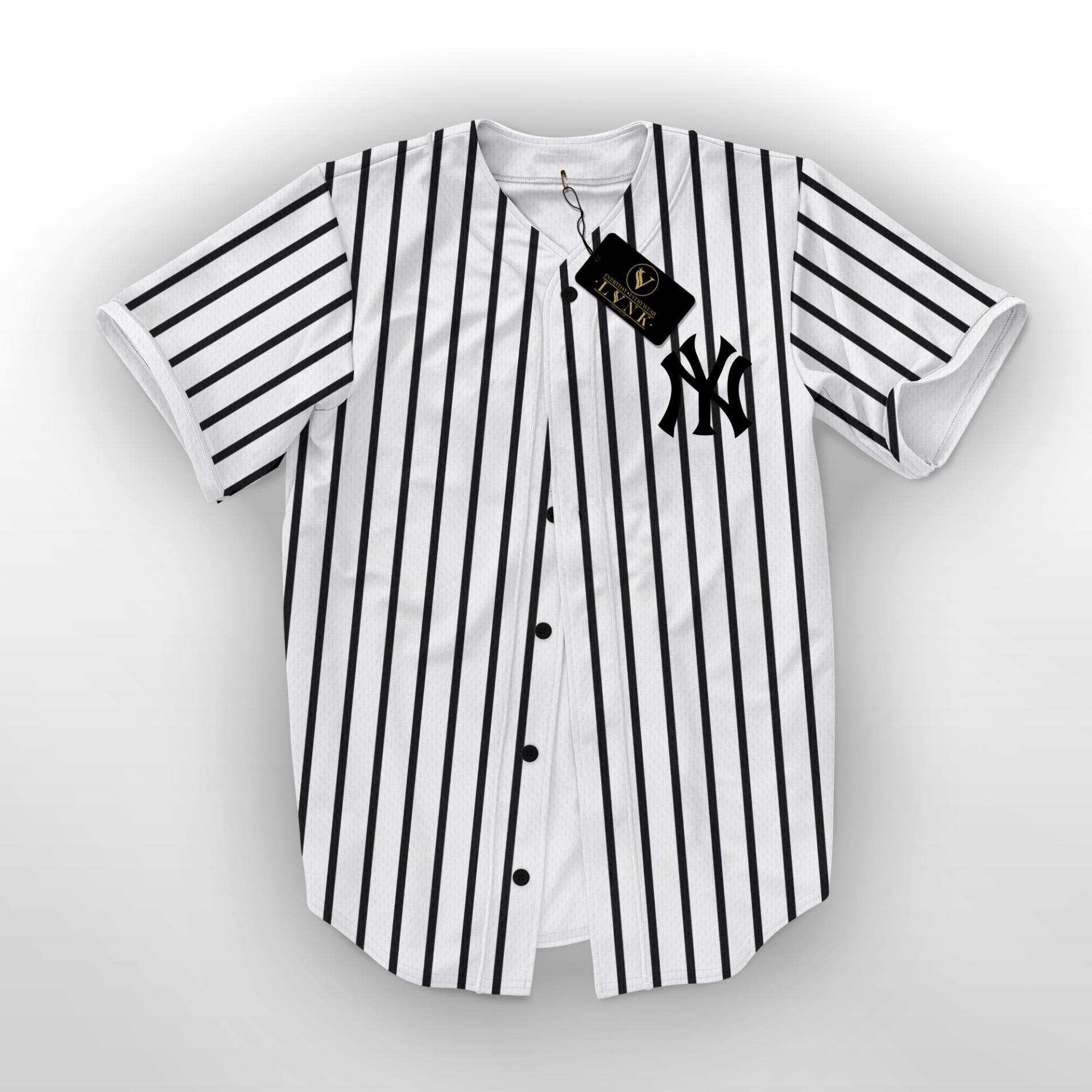 LVNK - Jersey Baseball / Baju Baseball / Baju Hiphop NY Salur Putih