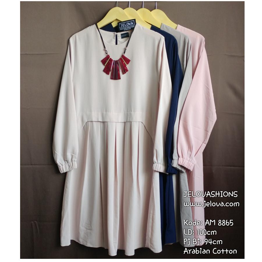 Jelova Atasan Baju Wanita Semi Dress Blouse Tunik Formal AM-8865 - Creamy