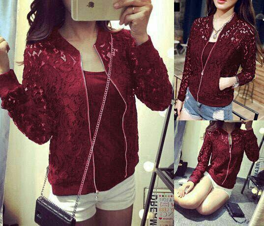 Jaket Brukat Marun