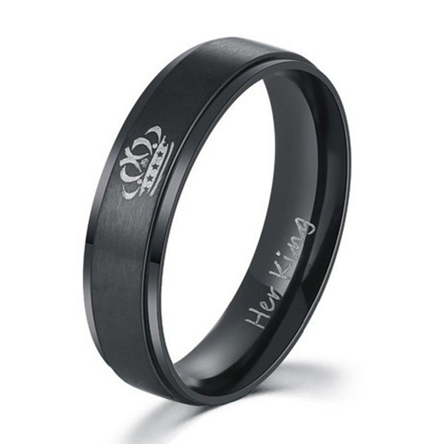 UINN Romantic Men Women Couples Titanium Steel Ring Engagement King Couple Ring 8#