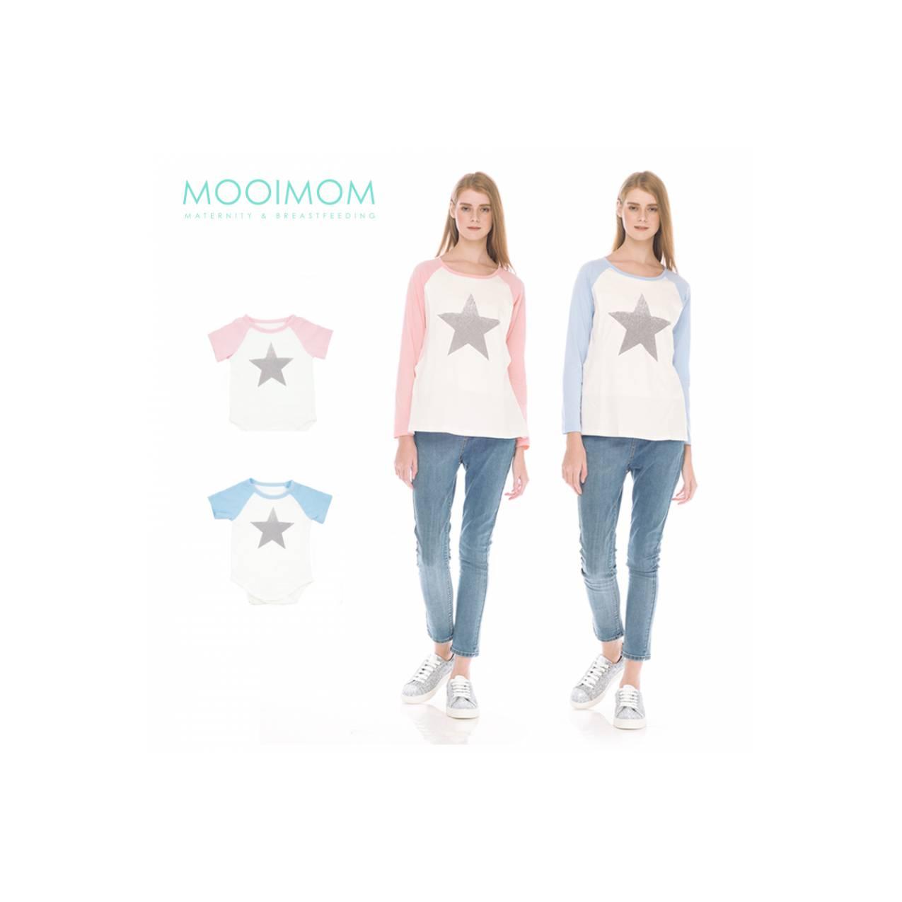 MOOIMOM Star Long Sleeve Nursing T-shirt Couple Baju Hamil Menyusui