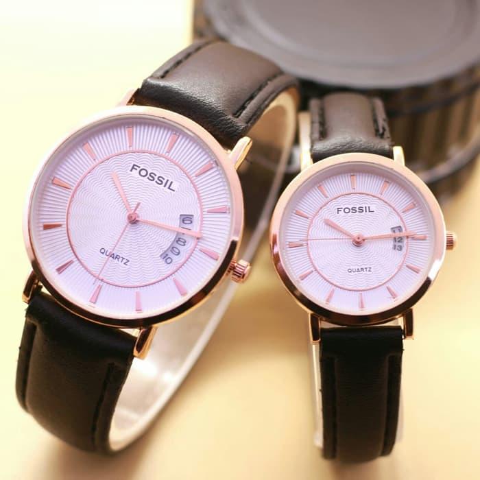 Harga Sepasang Jam Tangan Couple Pasangan Fossil Kulit Tanggal