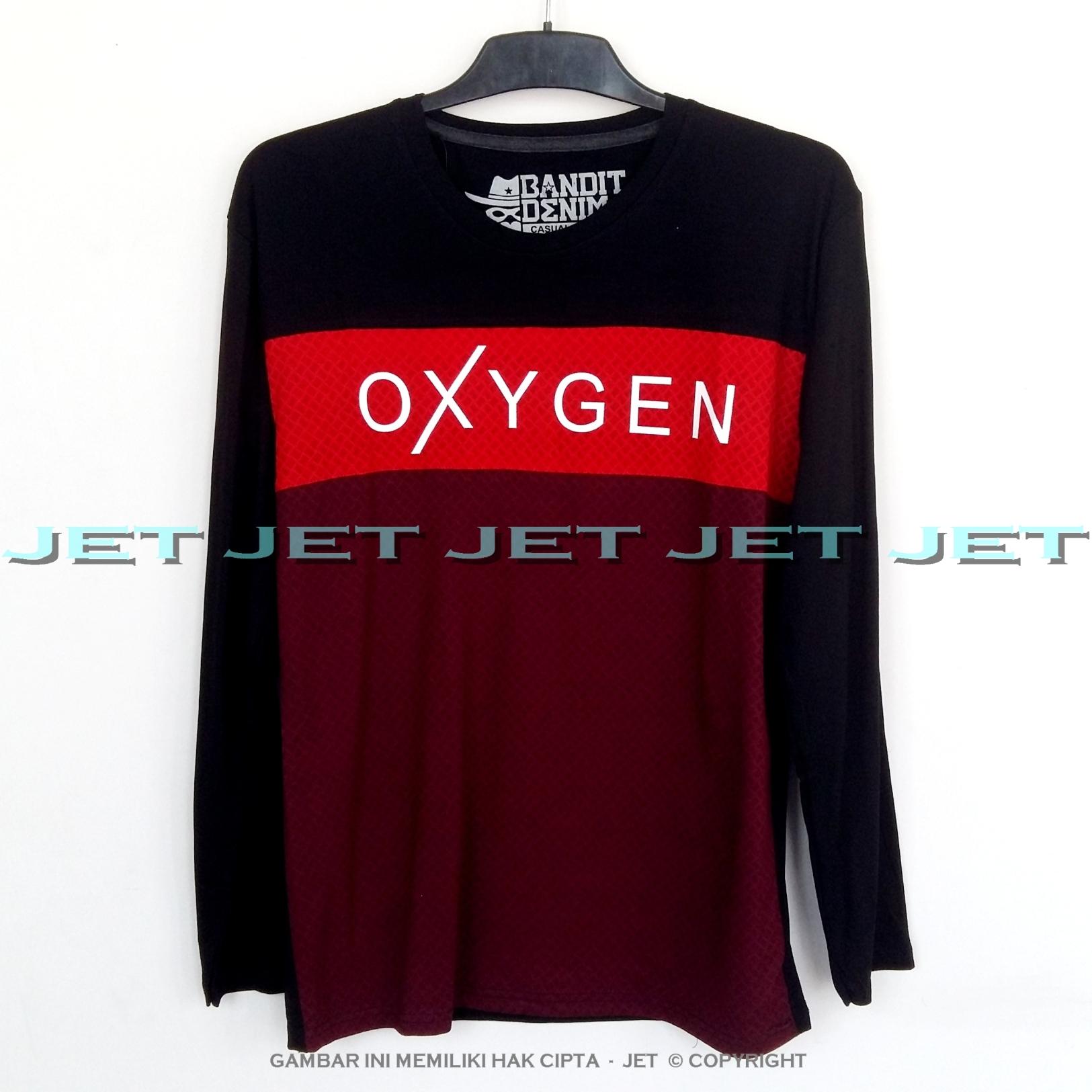 JET - Kaos Distro OXYGEN Lengan Panjang Soft Rayon Viscose Blended Lycra Size M Fit To L Pria / Wanita Garis Salur Motif Visual Art