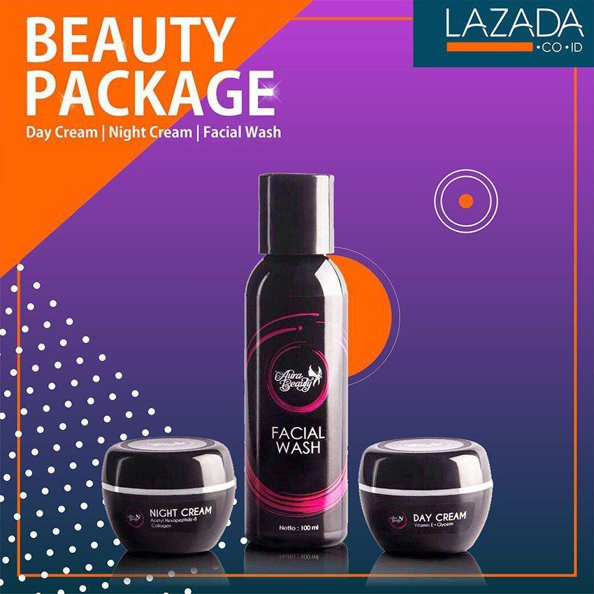 AURA BEAUTY Paket Hemat - Pembersih Wajah - Krim Pelembab dan Pembersih Wajah isi 3 Item Krim Siang dan Krim Malam 10gr Serta Pembersih Wajah 100ml Cocok Untuk Kulit Wajah Normal Pria dan Wanita Sebagai Pembersih Wajah Terbaik dan BPOM