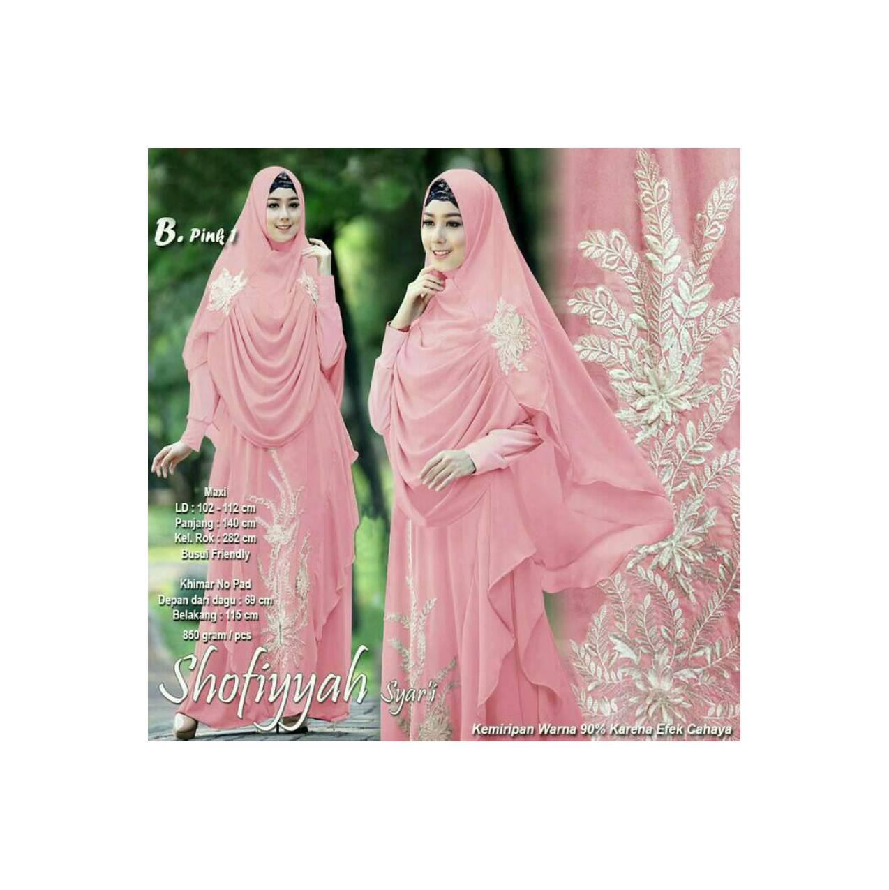 SHOFIYYAH SYARI PINK SET HIJAB GAMIS BERGO BUSUI