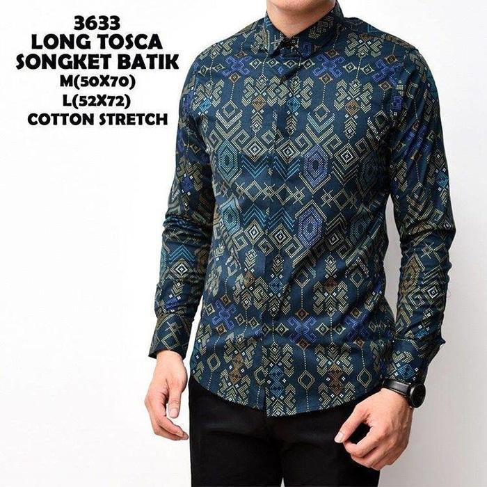 Jual Kemeja Batik Songket Pria Tosca Panjang Slimfit Murah