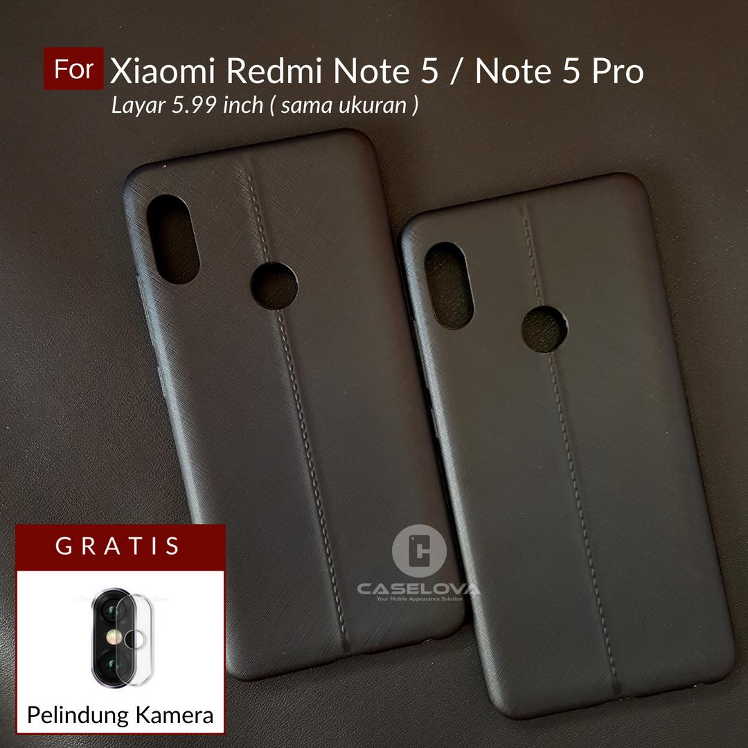 Poluca Case Xiaomi Redmi Note 5 / Note 5 Pro Layar 5.99 inch ( sama ukuran ) TPU Carbon Knitted Anti Fingerprint - Black + Gratis Camera Protector Pelindung Kamera