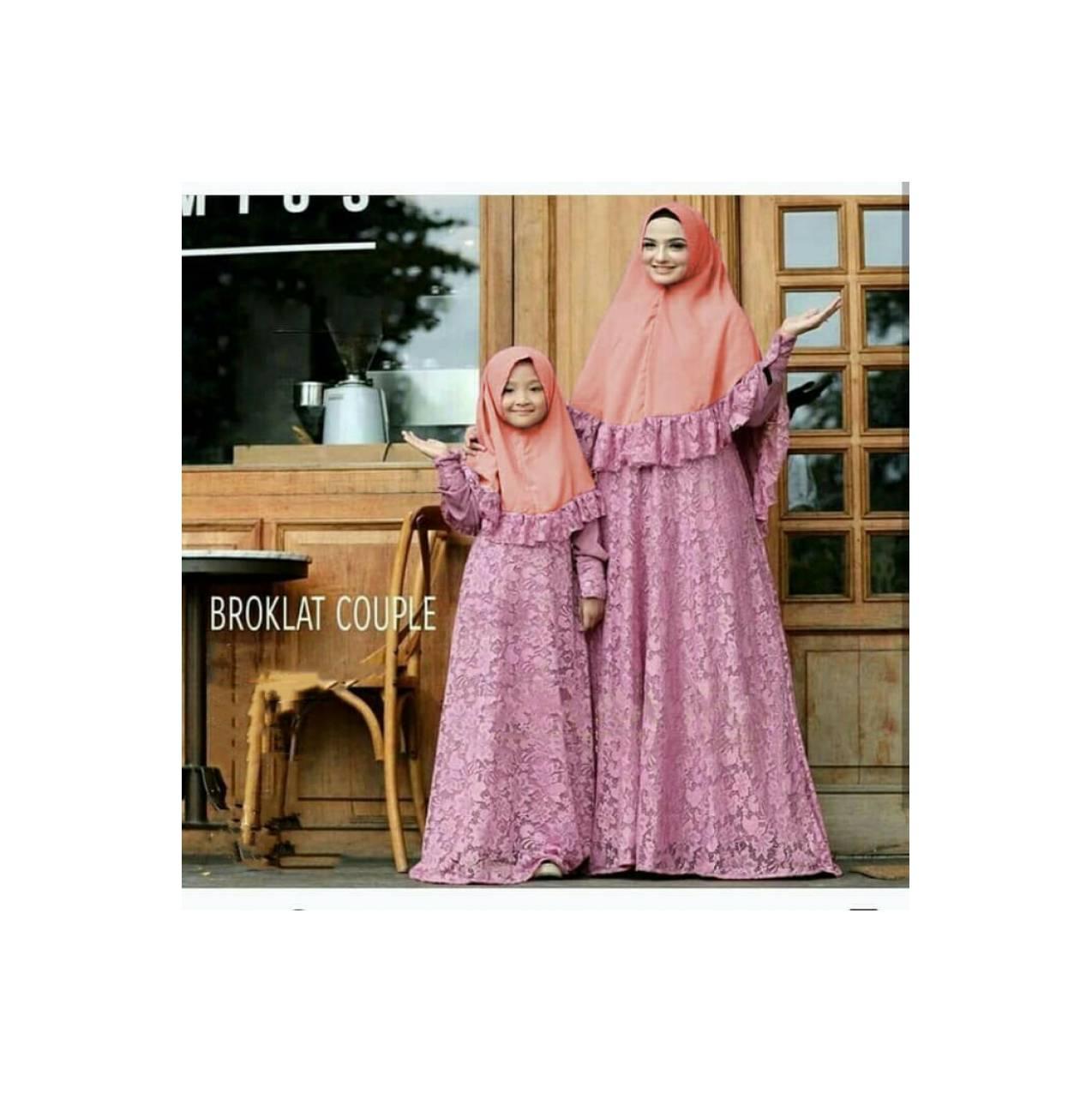 Gamis Brokat couple mom kid | baju muslim pasangan ibu anak