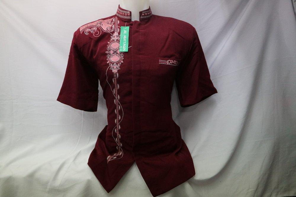 Baju Pria Muslim Fashion Laki - Laki Baju Koko Jasko Jas Koko Merah Lengan Pendek Gamis Muslim Kemeja Jas Nikah Al Muttaqin SKH 127 di lapak Al Muttaqin Collection produsenbajukoko