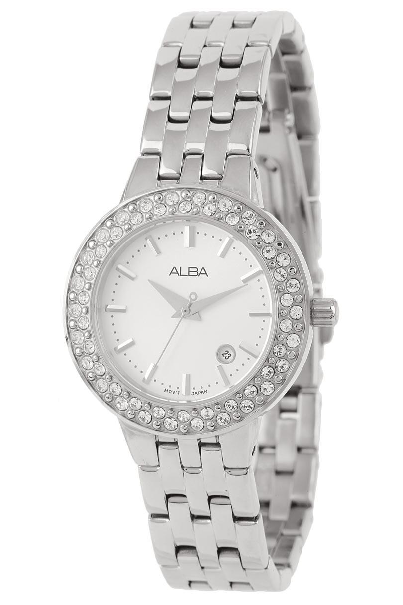 Alba Fasion Analog - Stainless Steel Strap - Quartz Movement - AH7H41X1 - Silver with Swarovski