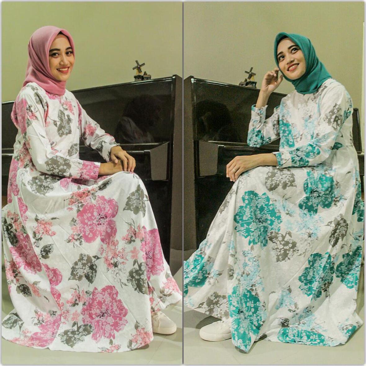 CIPITIHOLIC Baju Gamis Cantik Bahan Katun Motif Gn1686-B - Ada Sleting Depan Cocok Untuk Busui