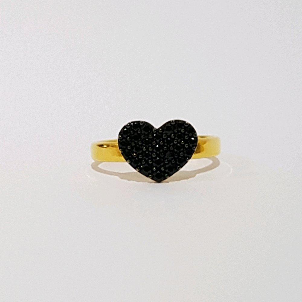 Cincin Emas Asli Kadar 875 Gotik Love Perhiasan Emas Wanita Black Zirkon
