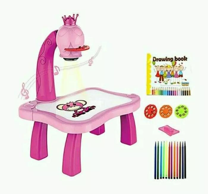 Meja Gambar Proyektor Belajar Menggambar Mainan Edukasi Anak @ meja belajar anak lipat karakter kayu lampu minimalis perempuan kecil