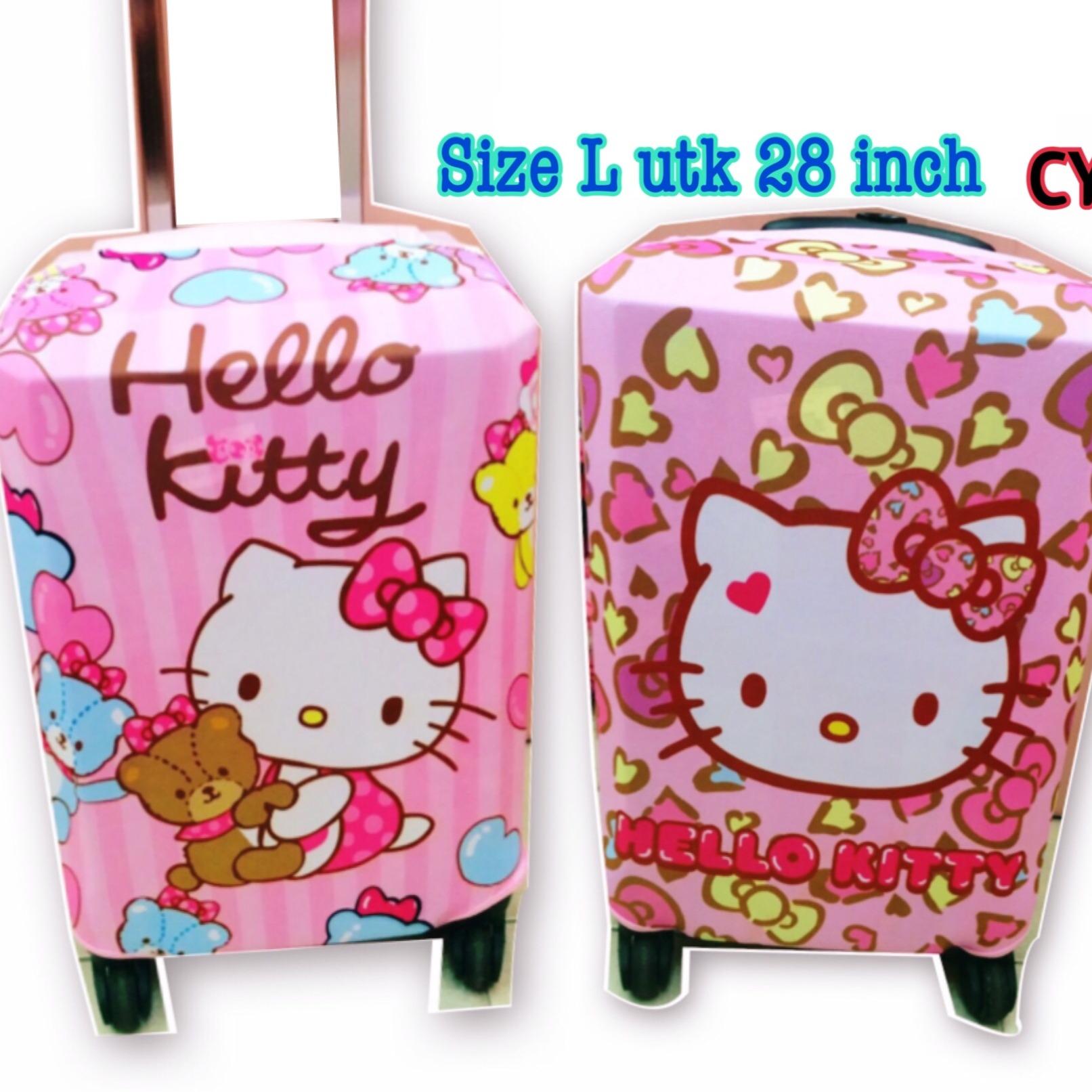 Sarung koper 28 inch size L Kain Hello kitty
