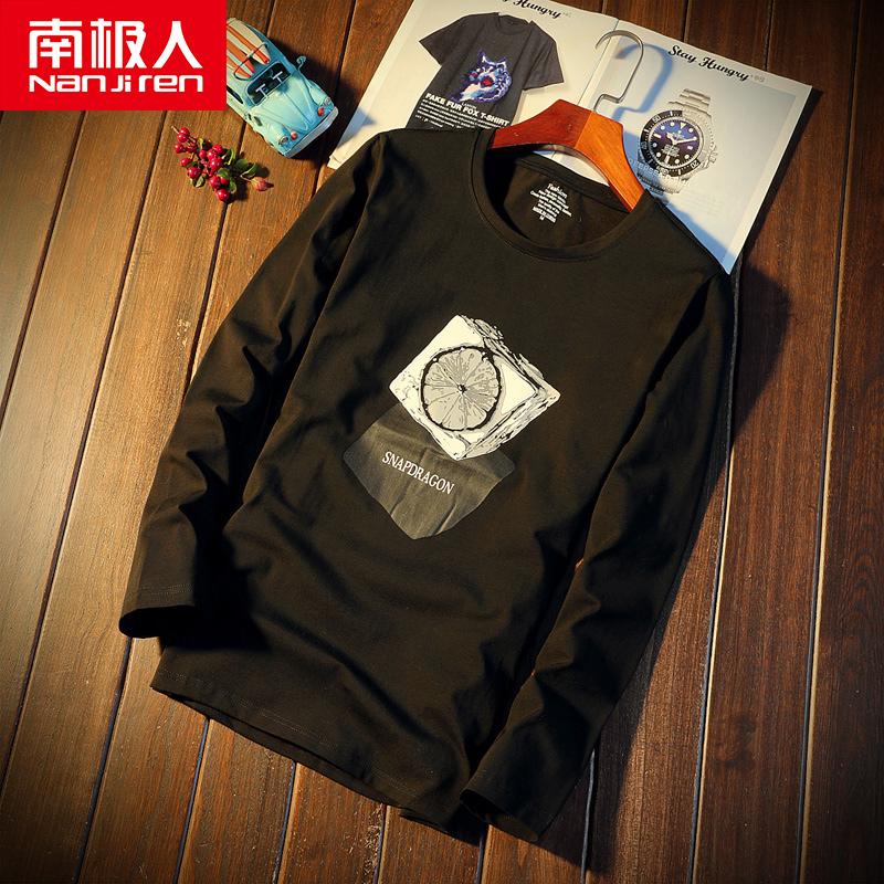 Antartika Padat Warna Pria Leher Bulat Warna Warni Baju Dalaman Kaos (Hitam)
