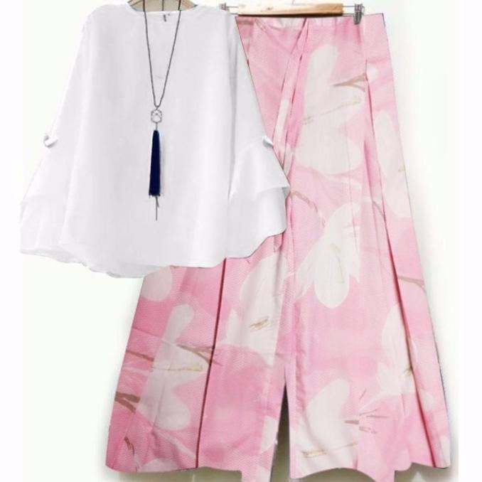 SET KULOT FITRIA PUTIH & PINK - KLDGNJS