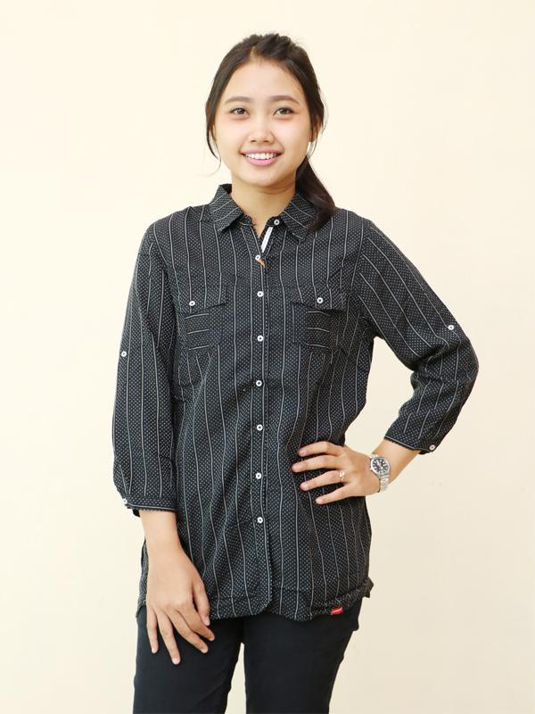 Kemeja Wanita Strip Cardinal
