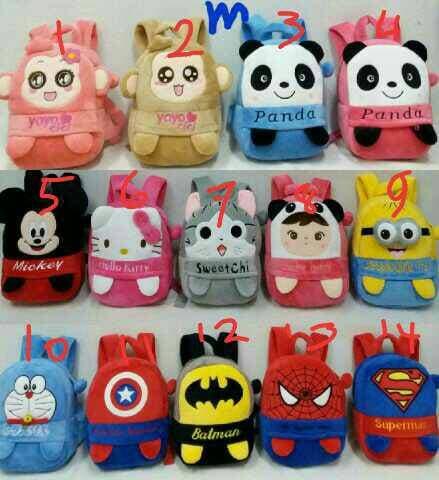 ORIGINAL!!! Tas Ransel Anak Karakter Boneka Tangan Super Hero Sz M Import