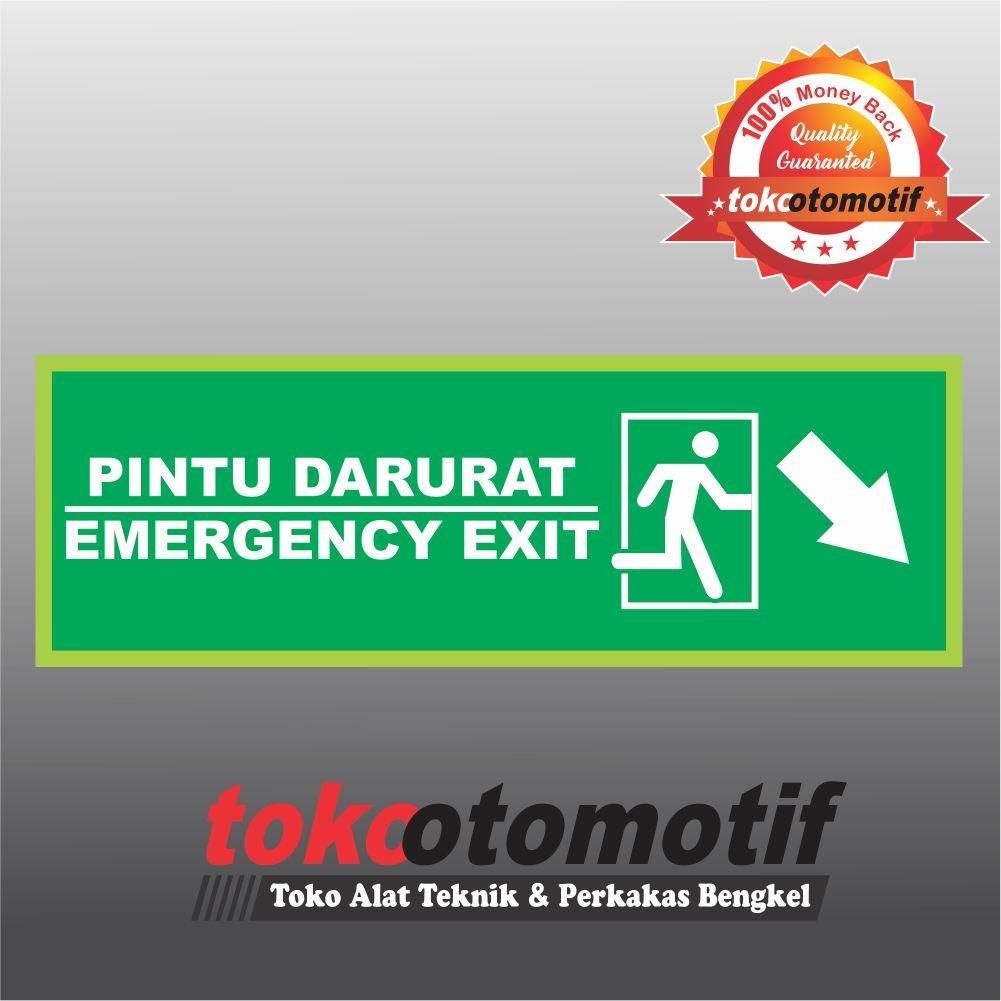 Sticker Safety Sign K3 Tanda Arah Pintu Darurat - Emergency Exit Arrow Bottom Right