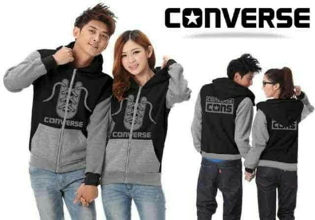 JAKET COUPLE PASANGAN CONVERSE BLACK GREY HARGA SEPASANG BUKAN SATUAN