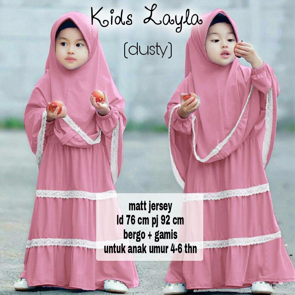 Wow keren / Maxi anak / muslim anak / baju anak / pakaian anak/ gamis anak/ jilbab maxi anak layla