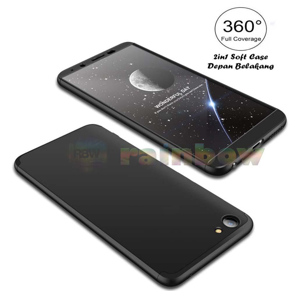 Rainbow Case 360 Vivo Y71 Black 2in1 Case Fullbody Depan Belakang 2 in 1 Double Case Silky Case Vivo Y71 / Silikon Vivo Y71 Soft Case Baby Skin Softcase ...
