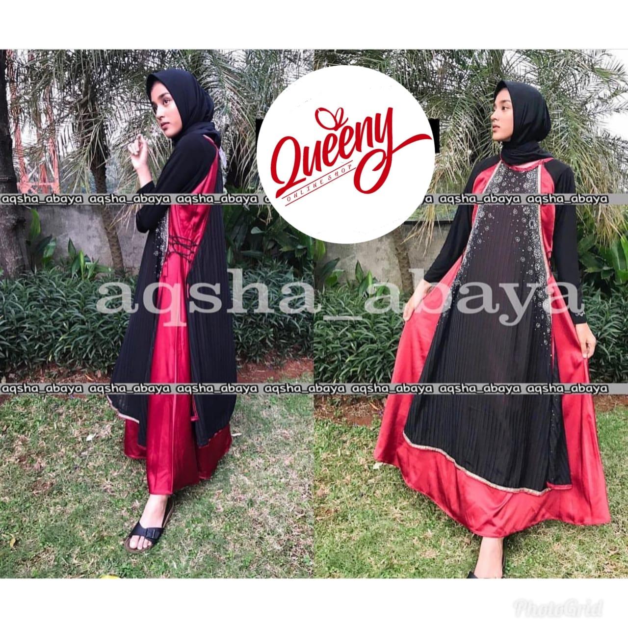 gamis abaya muslimah / abaya arab islami / abaya satin marbella fashion muslim kombinasi payet mewah