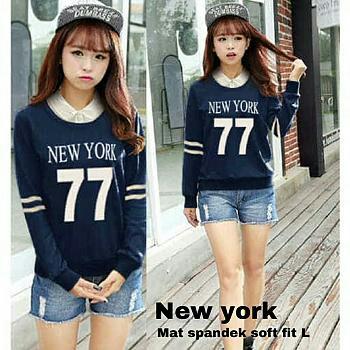 J&C Atasan New York / Baju Pendek Wanita / Kaos Lengan Panjang / T-Shirt Wanita / Kaos Spandek / Shirt Dress / Mini Dress Twistcone / T-Shirt Spandek